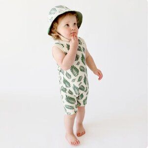 Parade - NWT - Canadian - Organic cotton Cream and Green Leaf Print Romper